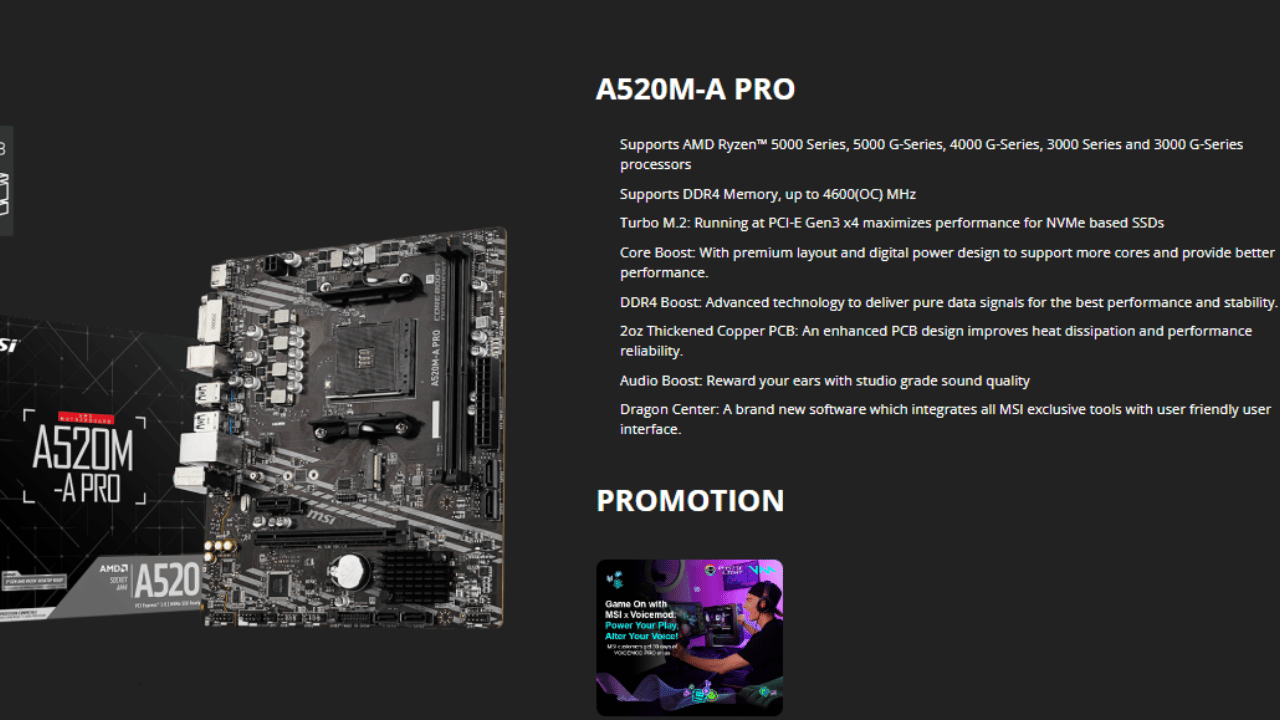 MSI A520M-A PRO