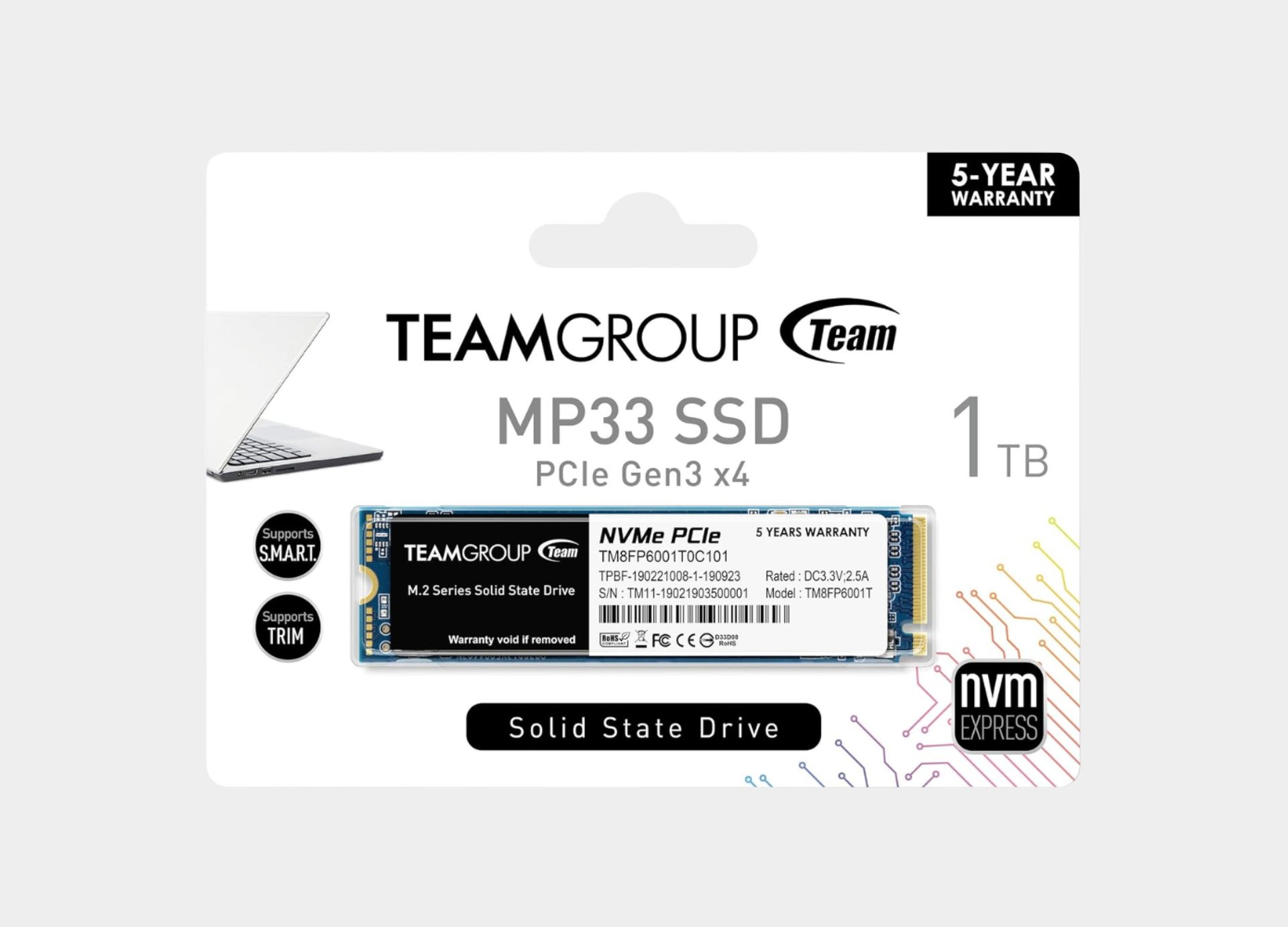 TEAM GROUP MP33 M.2 2280 1TB PCIe SSD