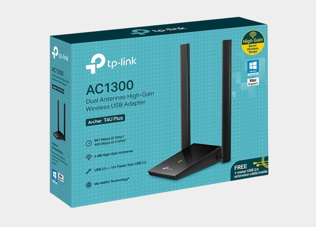 TP-Link Archer T4U Plus AC1300 High Gain Dual Band Wi-Fi USB Adapter