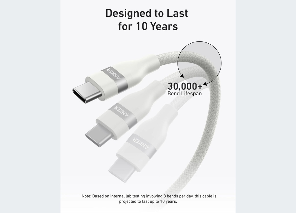 Anker USB-C to USB-C Cable 3ft 240W | White