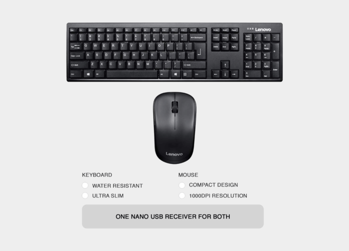 Lenovo 100 Wireless Combo keyboard & mouse