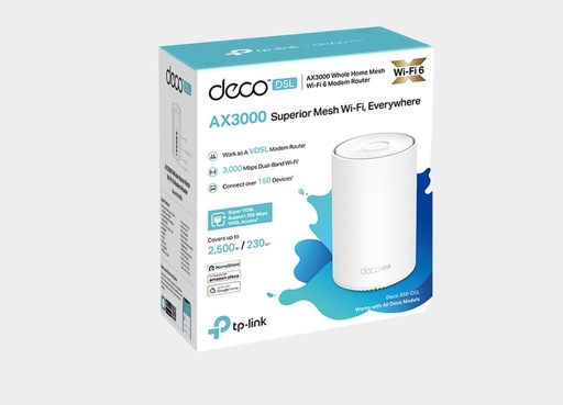 [Deco X50-DSL  (1 Pack)] TP-Link Deco X50-DSL AX3000 VDSL Whole Home Mesh WiFi 6 Router 