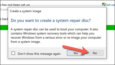 Do you want to create a new system repair disk