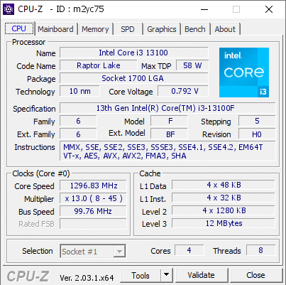 Intel Core I3 13100 Raptor Lake